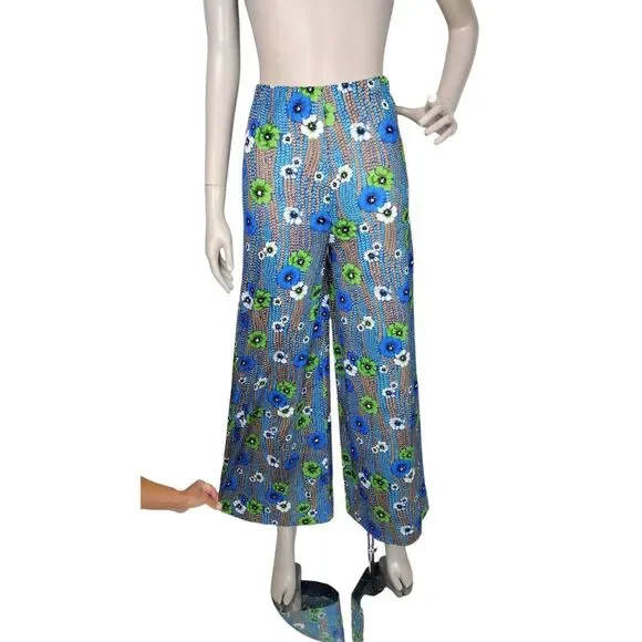 Vintage 60s Groovy Grannycore Floral Wide Leg Pant Top & Jacket 3 Piece Cord-Set